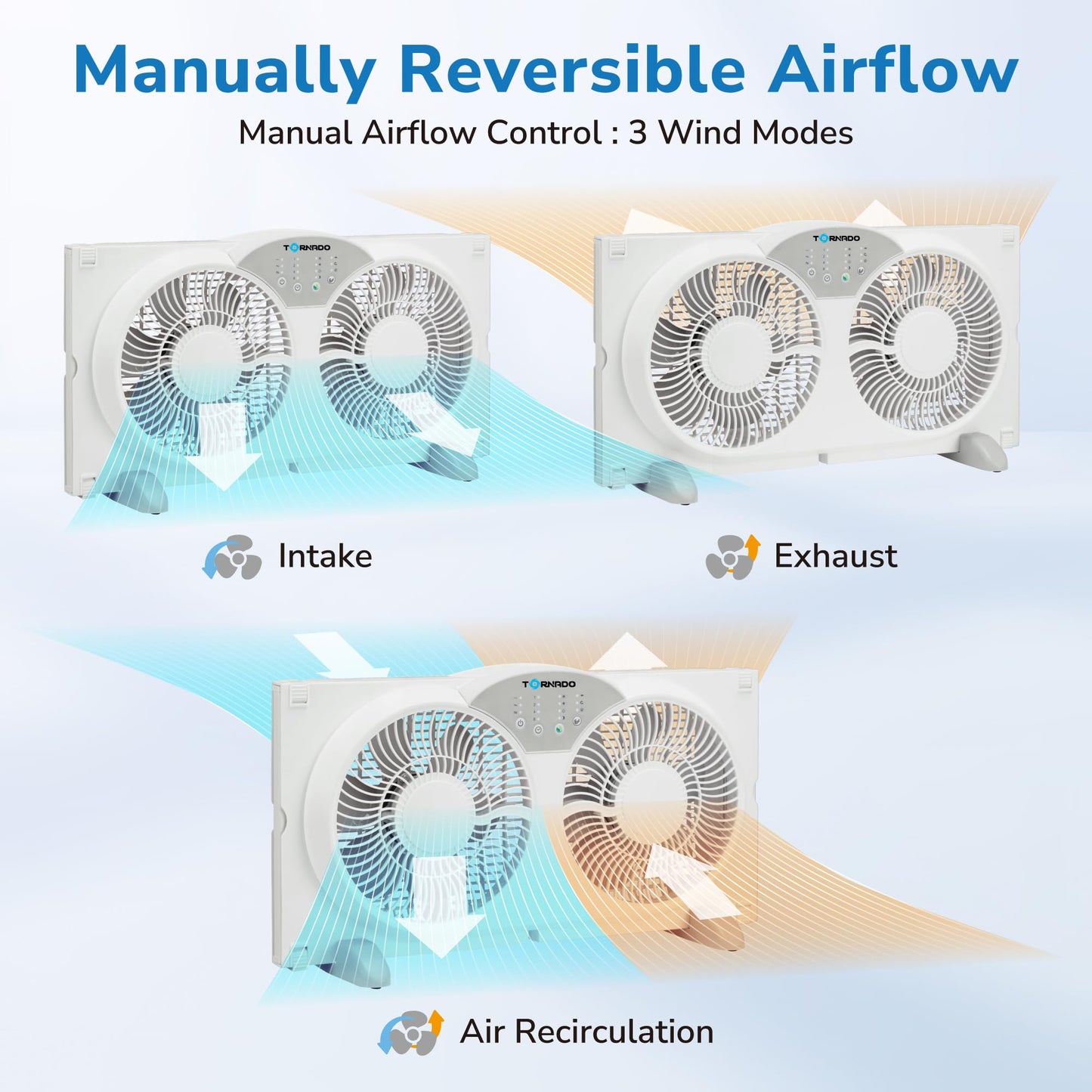 Tornado 9 Inch Dual Window Fan with 8-Hour Timer and 3-Speed Settings, 23.5-36 Inch Expandable, 3 Function Modes (Cooling/Exhaust/Circulation)