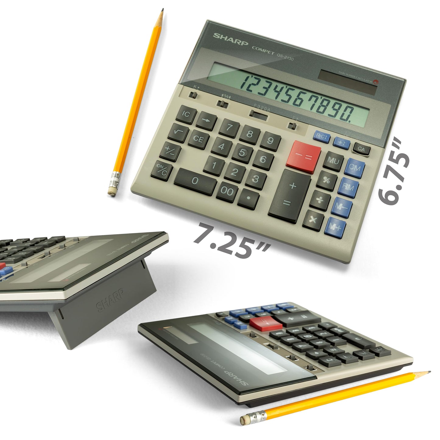 Sharp Commercial Desktop Calculator, 12-Digit Display, Solar & Battery Dual Power, Business Functions with Memory & Markup Keys (QS-2130)