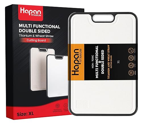 Titanium Cutting Boards for kitchen, Double Sided Metal Cutting Board, Non Toxic Chopping Board, Wheat Straw PP/Healthy Large Titanium Cutting Board…