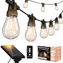 Brightech Ambience Pro Solar Powered Outdoor String Lights, 48ft Remote Control Commercial Grade Waterproof Patio Lights, 15 Edison Bulbs