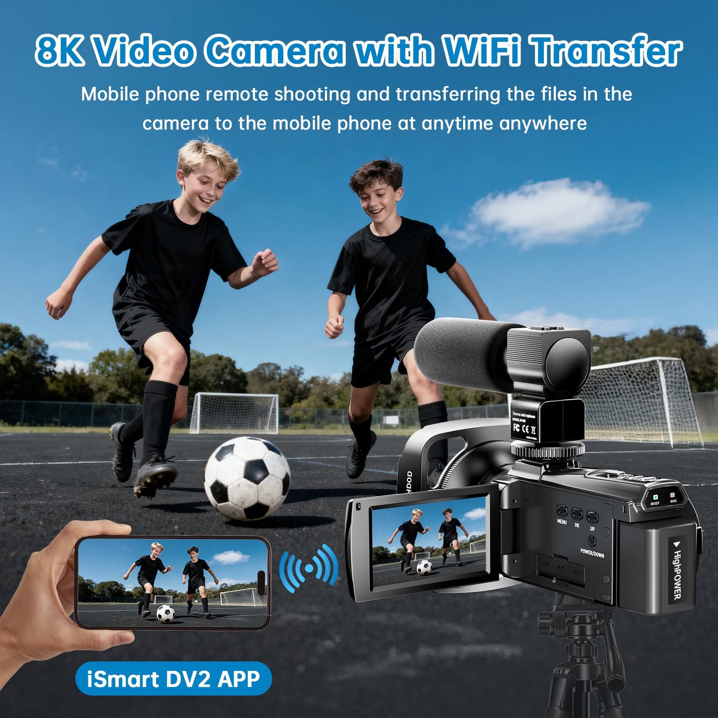 8K Video Camera Camcorder 2025 Latest 88MP Ultra HD Video Cameras Wifi Vlogging Camera for YouTube 18X Digital Video Cameras with 32G Card Microphone