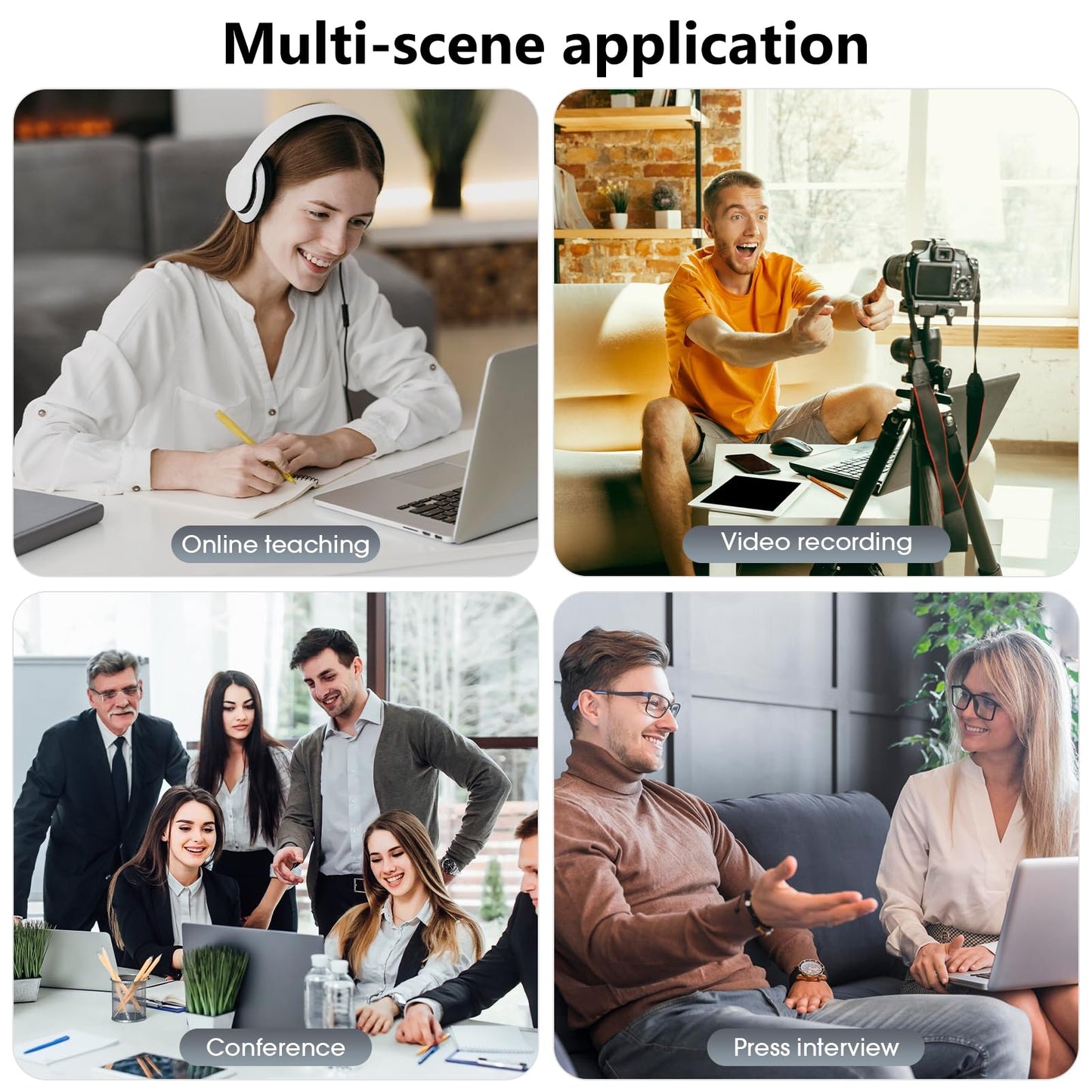 wireless lavalier microphone, suitable for iPhone/Android phones/cameras/computers/four in one lavalier microphone, suitable for video and audio