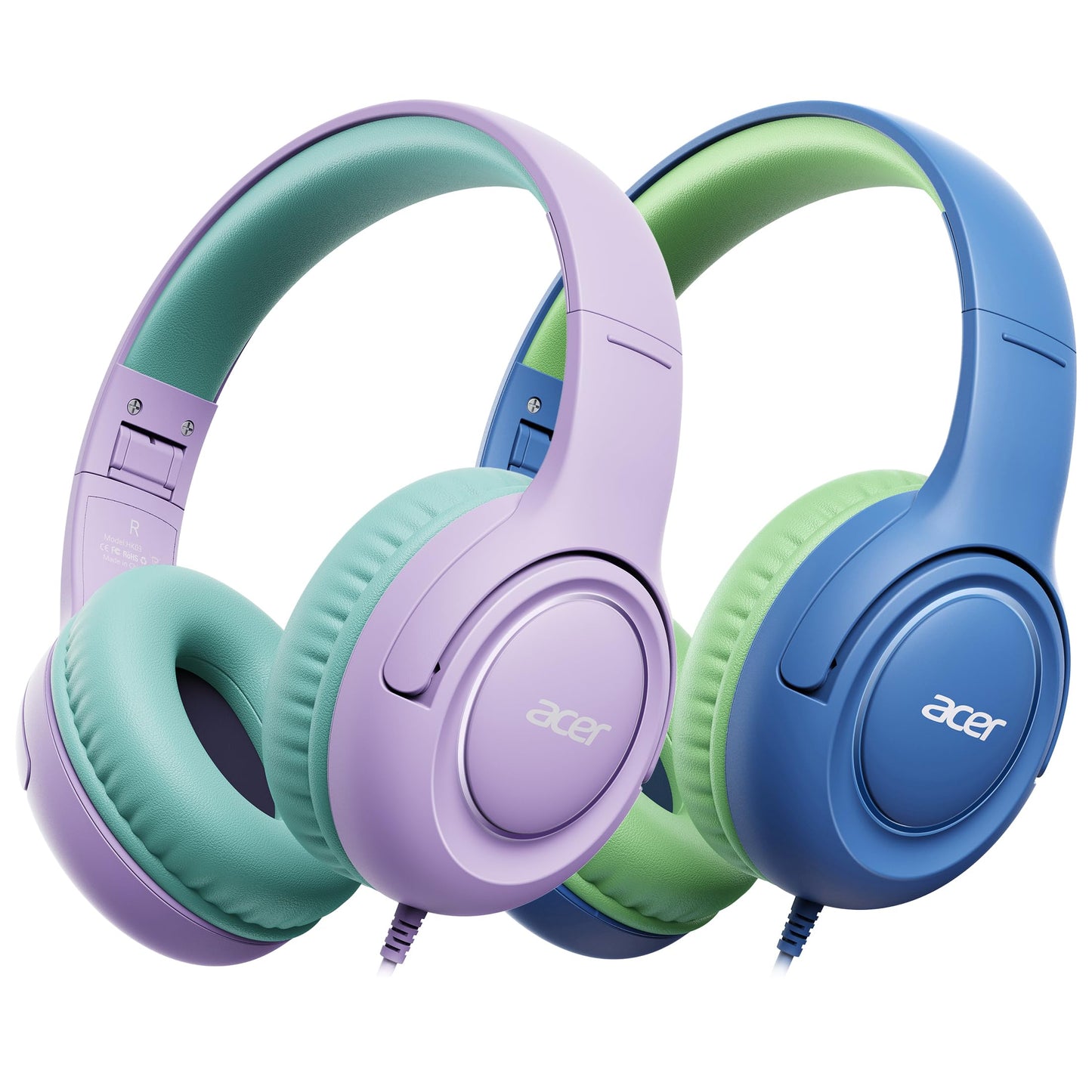Acer 2?Pack Kids Headphones for School, 3.5mm Jack, w/Mic HK03?2P