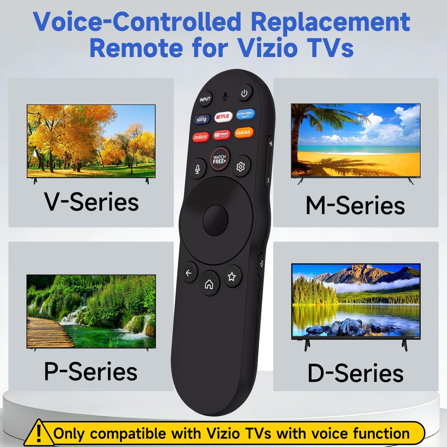XRT270 for Vizio Smart TV Remote: Universal Voice Remote Control (50ft, 2X Faster) for Seniors, Kids & Family, No-Line-of-Sight, for Vizio FHD 4K
