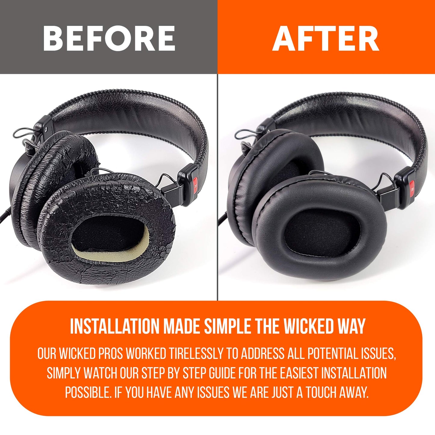 WC Wicked Cushions Replacement Ear Pads for Sony MDR 7506 | Softer Leather, Luxurious Memory Foam, Unmatched Durability | Compatible with MDR 7506