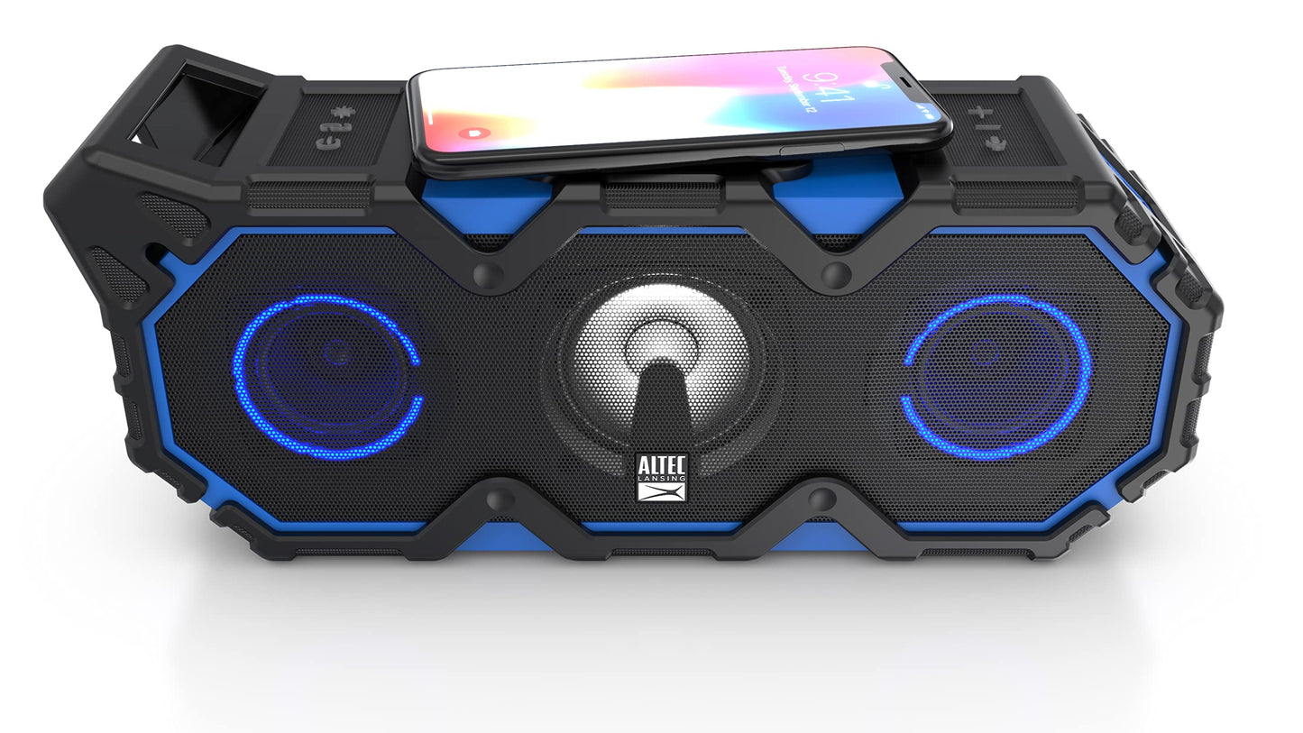 Altec Lansing Super Lifejacket Jolt - Waterproof Bluetooth Speaker, Durable & Portable Speaker with Qi Wireless Charging and Customizable Lights