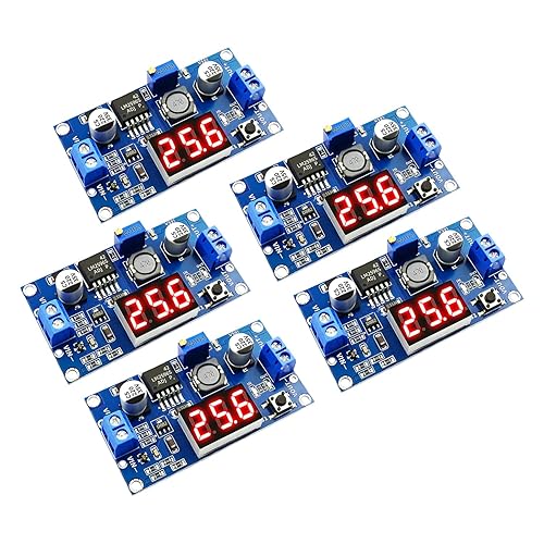 DaFuRui LM2596S DC-DC Buck Converter,5PCS LM2596 Adjustable Reduced Voltage Regulator Power Module with Digital Voltmeter Display 36V 24V 12V to 5V…