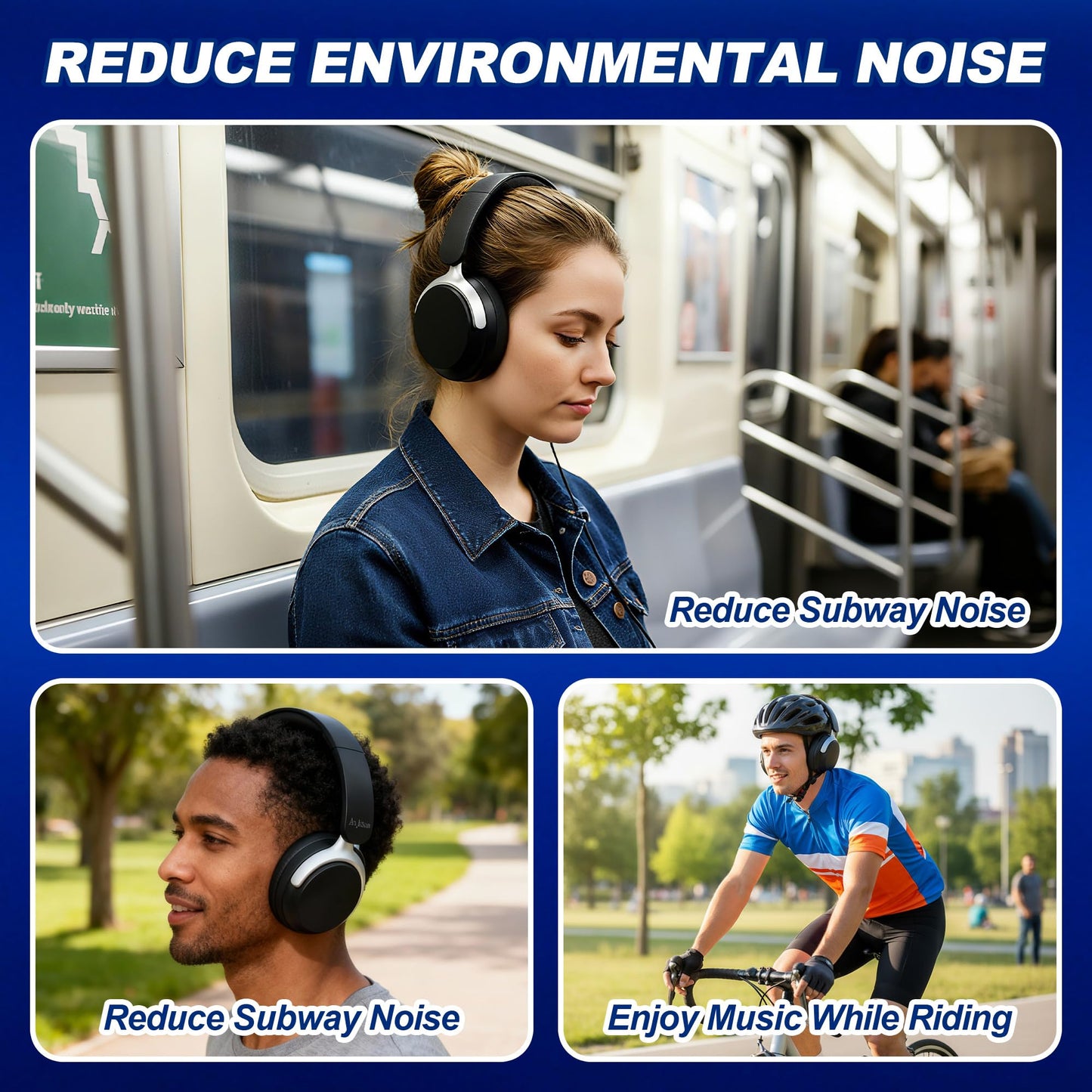 Anjetsun Wireless Headphones Over Ear with ANC, 80H Playtime, Fast Charge, Active Noise Cancelling & Transparency Mode, Comfortable Wireless…
