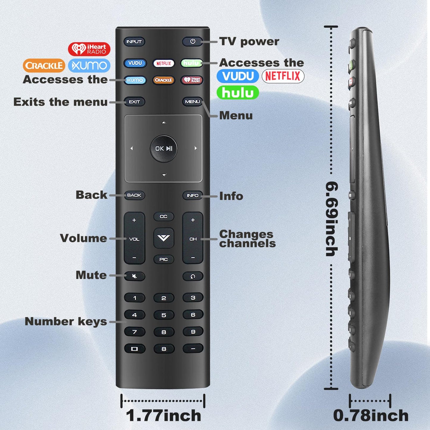 XRT136 for Vizio Smart Tv Remote, for Vizio Remote Smart Tv D50x-G9 D65x-G4 D55x-G1 D40f-G9 D43f-F1 D70-F3 V505-G9 D32h-F1 D24h-G9 E70-F3 D43-F1