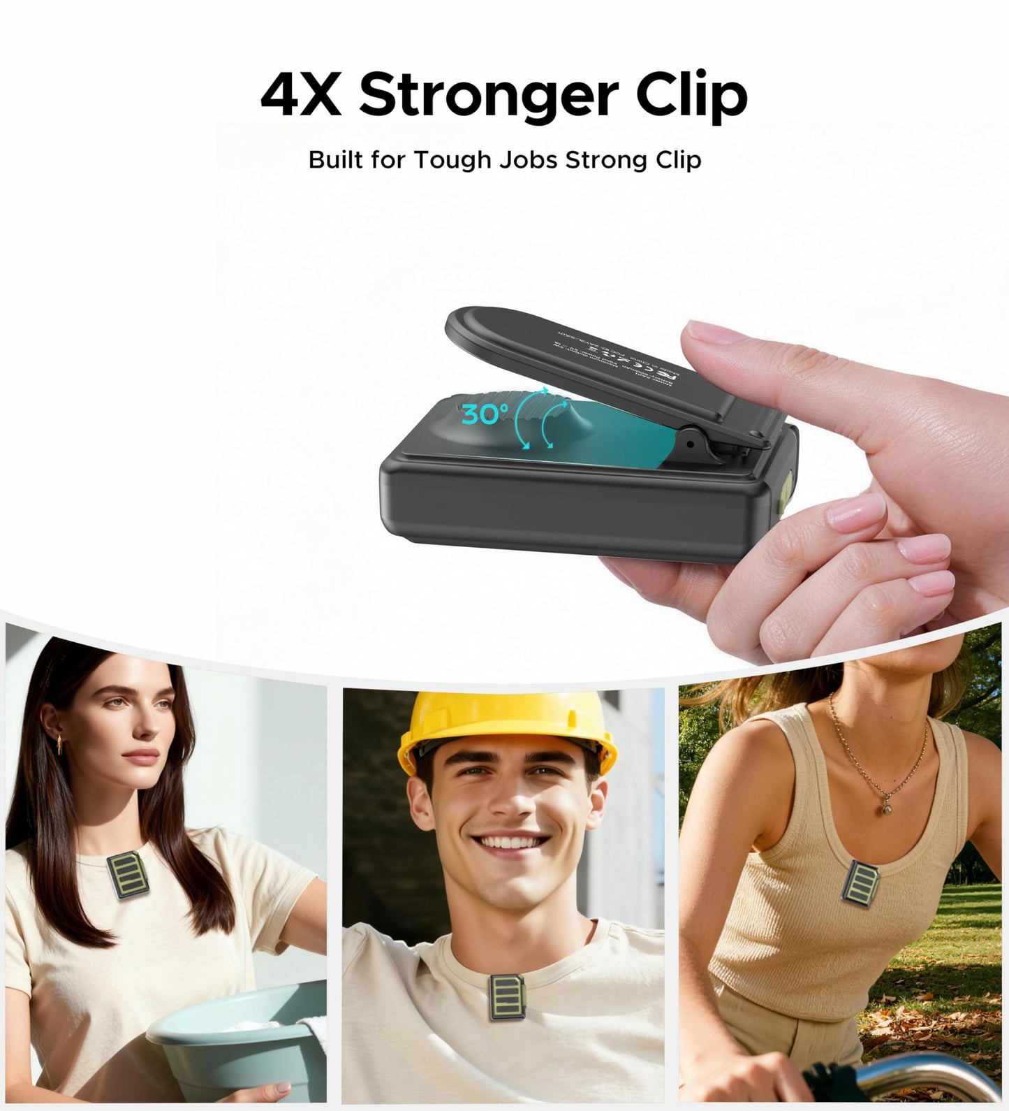 Wearable Bluetooth Speaker, 25H Working Time Clip-On Wireless Jobsite Pro Water-Resistant Portable Speaker, ENC Built-in Mic for Hands-Free