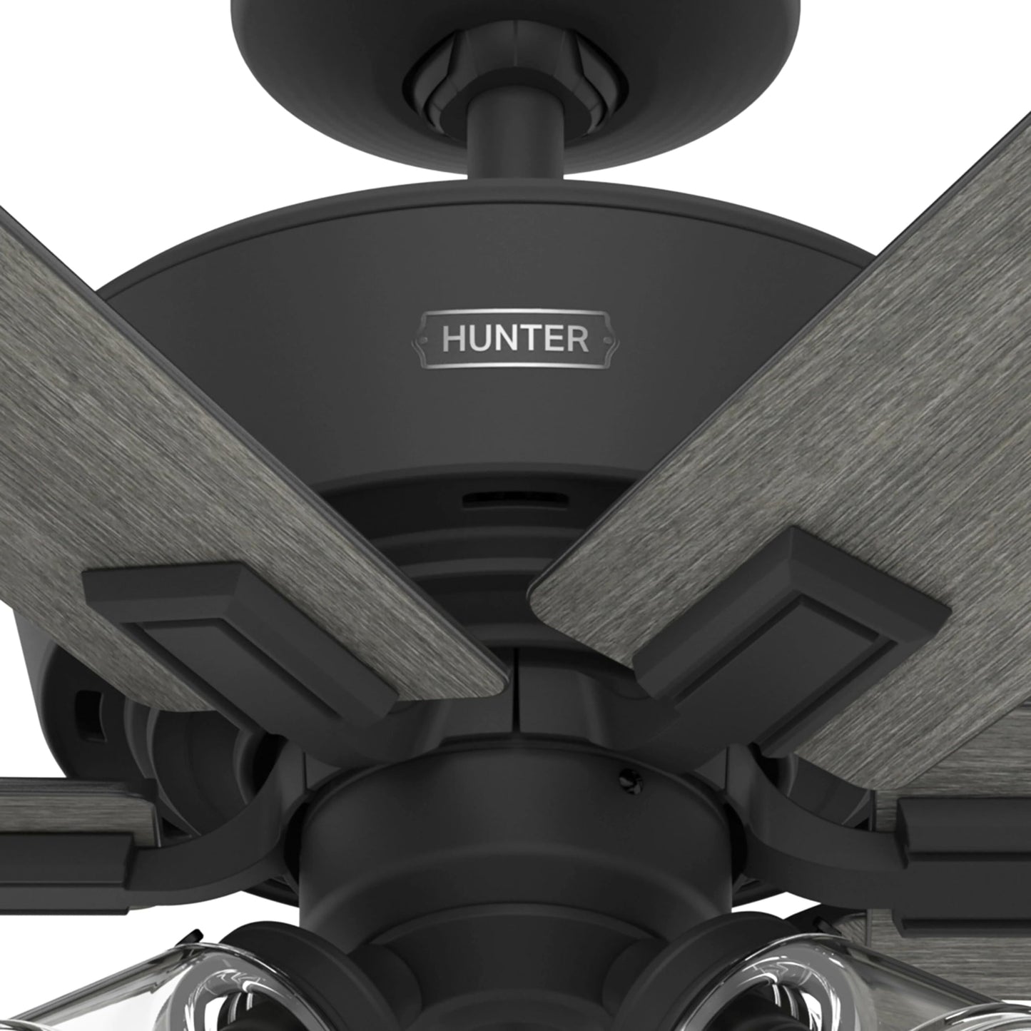 Hunter Fan 44 Inch Matte Black Ceiling Fan with Light, Reversible and WhisperWind motor, Modern Ceiling Fan with 6 Blades for Bedroom, Living Room