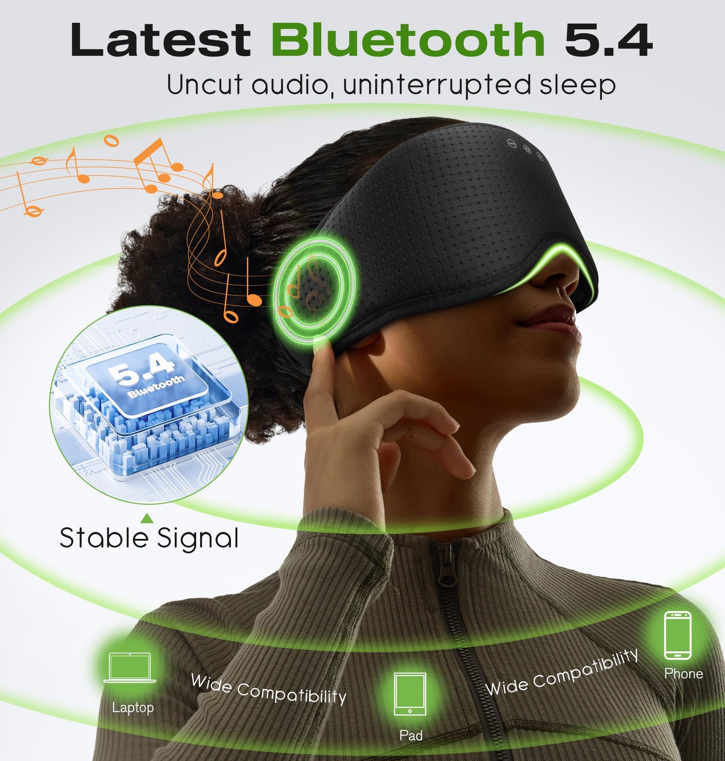 MUSICOZY Sleep Headphones with Bluetooth 5.4 Sleep Mask, Removable 3D Eye Cups for Zero Pressure Comfort, Wireless Bluetooth Eye Mask for Sleeping…