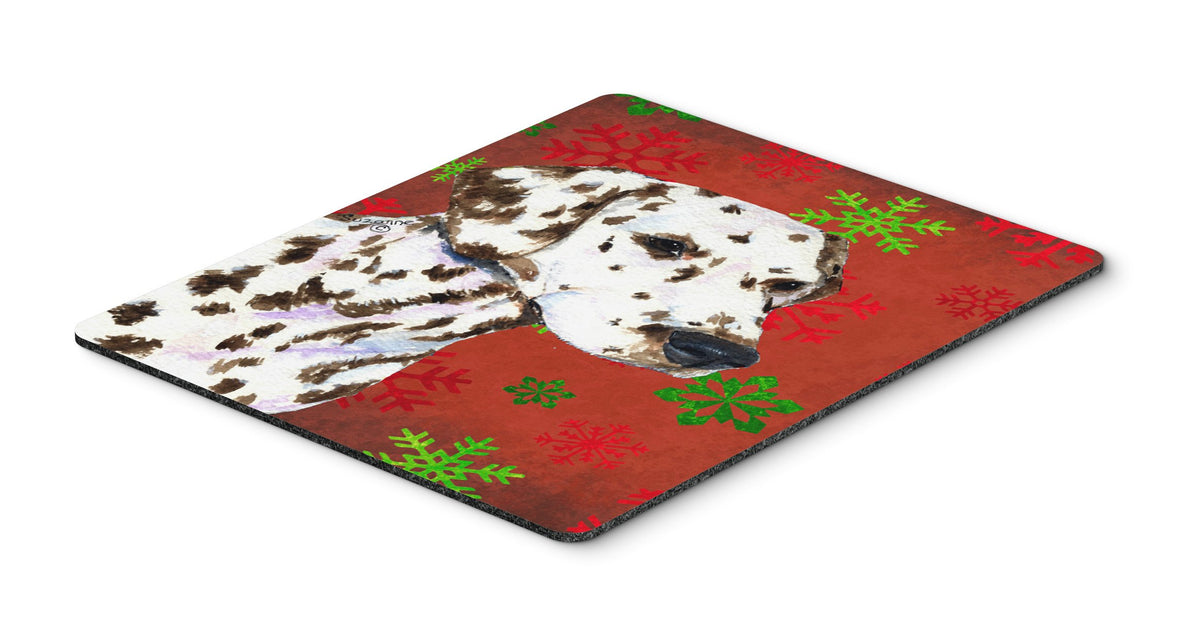 Caroline's Treasures SS4676MP "Dalmatian Red and Green Snowflakes Holiday Christmas Mouse Pad, Hot Pad or Trivet" for Home Office Gaming Working