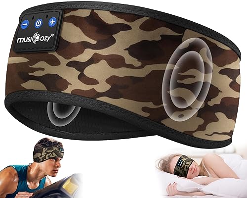 MUSICOZY Sleep Headphones Bluetooth 5.4 Headband, Sports Wireless Earphones Sweat Resistant Earbuds Sleeping Headphone with Ultra-Thin HD Stereo…