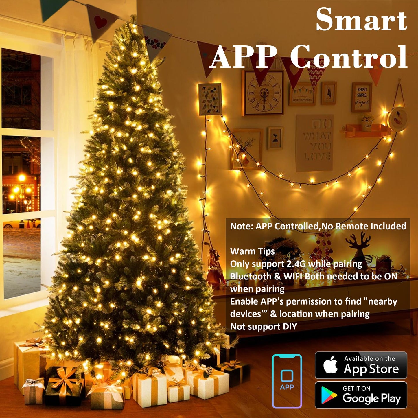BrizLabs Color Changing Christmas Lights, 262ft 800 LED Smart Christmas String Lights Work with Alexa & Google Home, Warm White & Multicolor WiFi Xmas