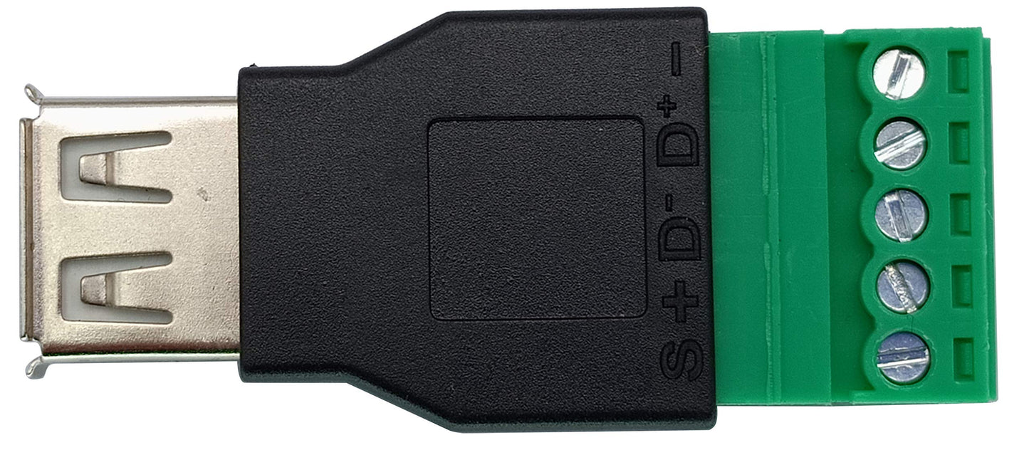 AAOTOKK USB 2.0 A Screw Terminal Block Adapter USB 2.0 A Female to 5 Pin/Way Female Bolt Screw Shield terminals Pluggable Type Adapter Connector
