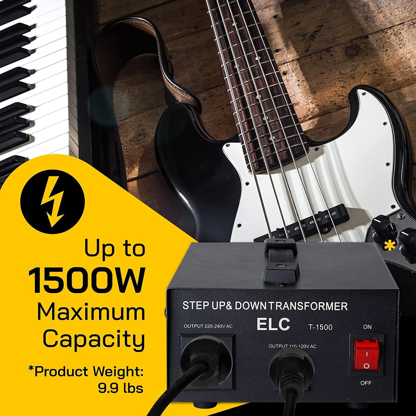 ELC T Series 1500+ Watt Voltage Converter Transformer - Step Up/Down - 110v to 220v / 220v to 110v Power Converter - Circuit Breaker Protection, CE…
