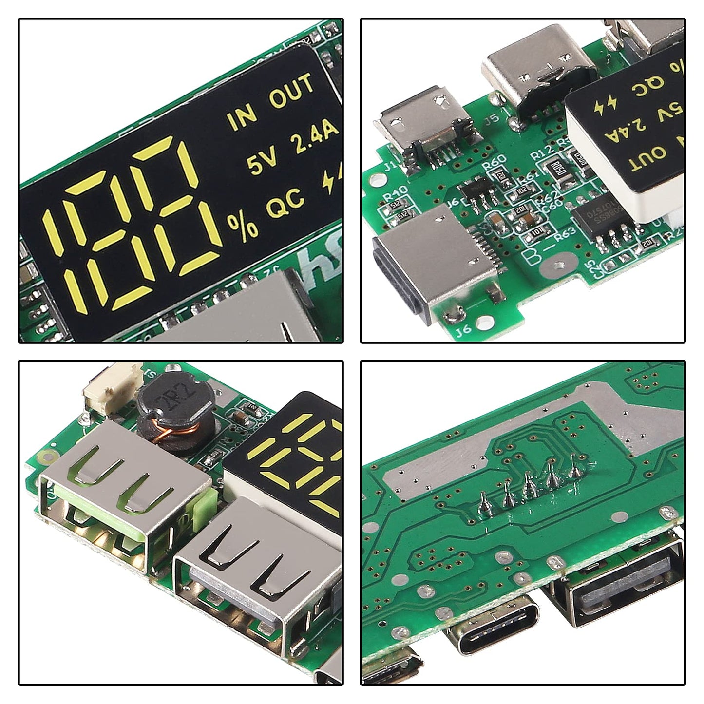 UMLIFE 4pcs 18650 Charging Board ,Dual USB 5V 2.4A Mobile Power Bank Module 186 50 Lithium Battery Charger Board with Overcharge Overdischarge Short…
