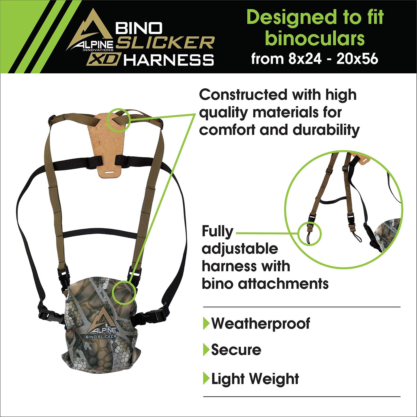 Slicker Bino XD Harness - Ultralight, Weatherproof Without The Bulk