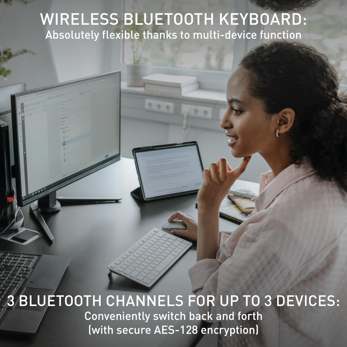 Cherry KW 7100 MINI BT Compact Wireless Keyboard, Cherry Blossom