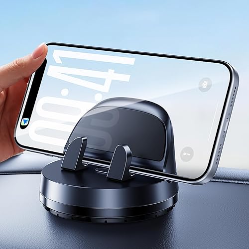 DICMKY Car Dashboard Phone Holder Mount, 360 °Rotating Curved Dash Automatic Clamping Cell Phone Mount with Adaptive Adhesive Base, Multifunctional