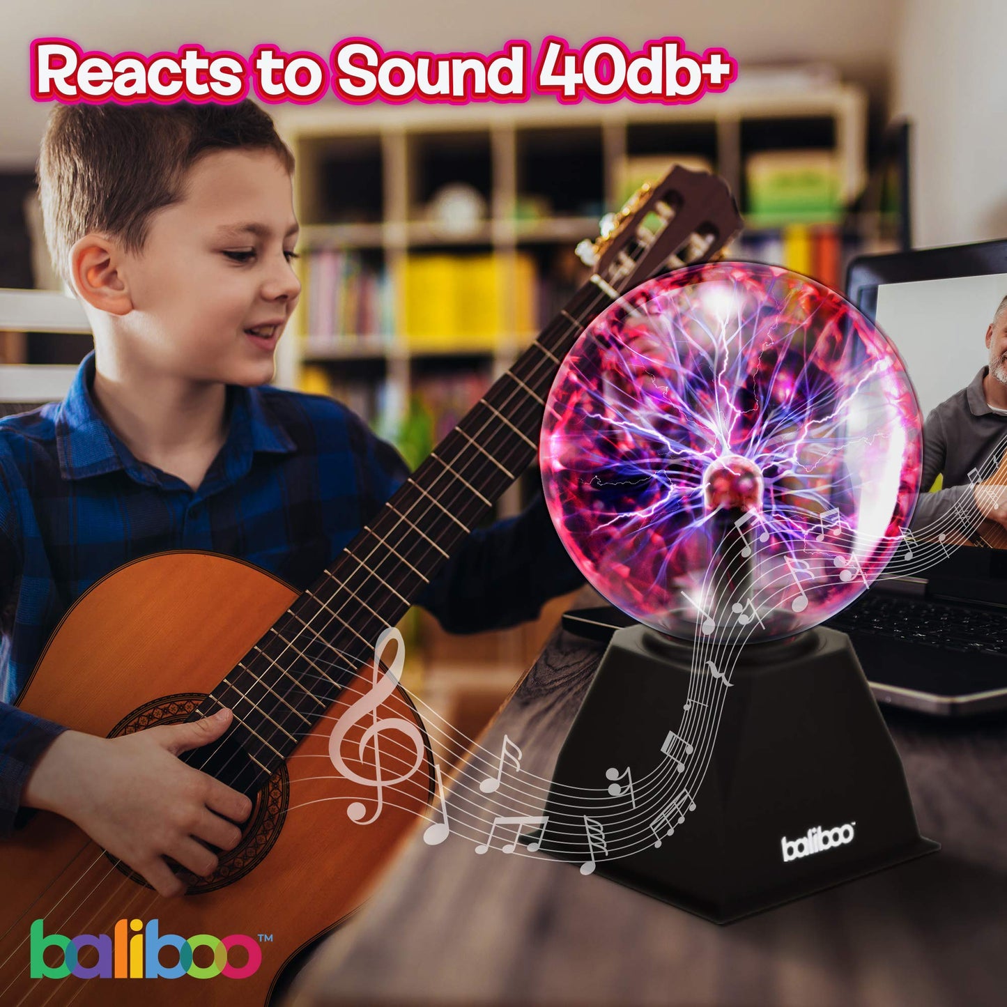BALIBOO 6" Plasma Ball Light - Touch & Sound Sensitive Activated Lightning Globe - 12V Power Adapter Plug Plasma Globe Lamp - Interactive Science