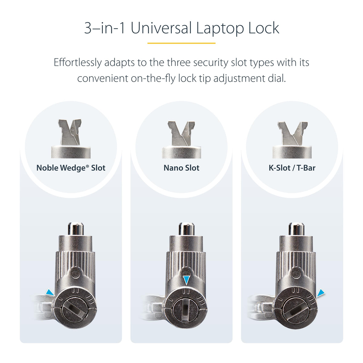 StarTech Universal Laptop Lock, 6.6ft, TAA, Keyed Locking Cable (2m)