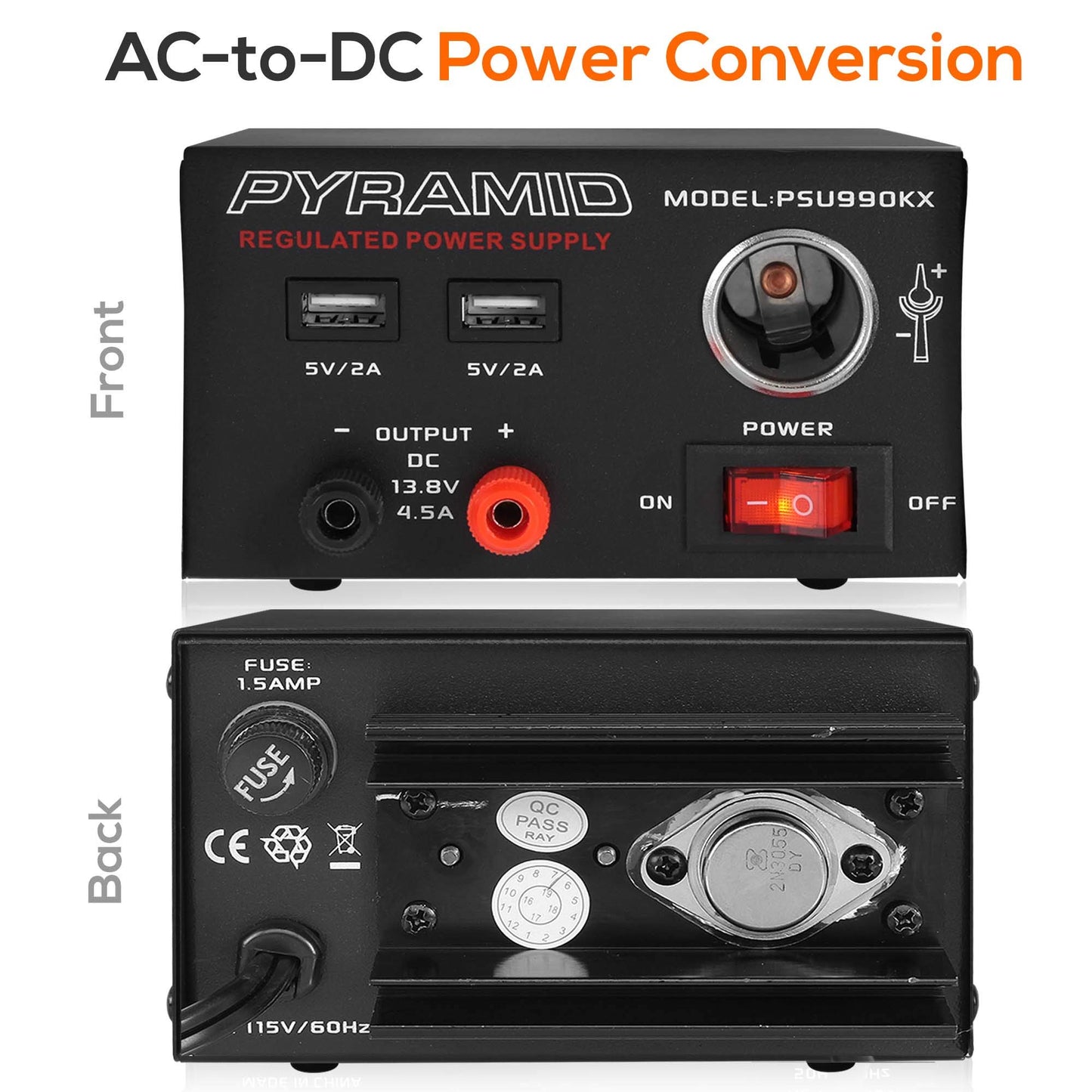 Universal Compact Bench Power Supply - 7 Amp Regulated Home Lab Benchtop AC-Dc Converter Power Supply for CB Radio, HAM W/ 13.8 Volt Dc 120V AC…
