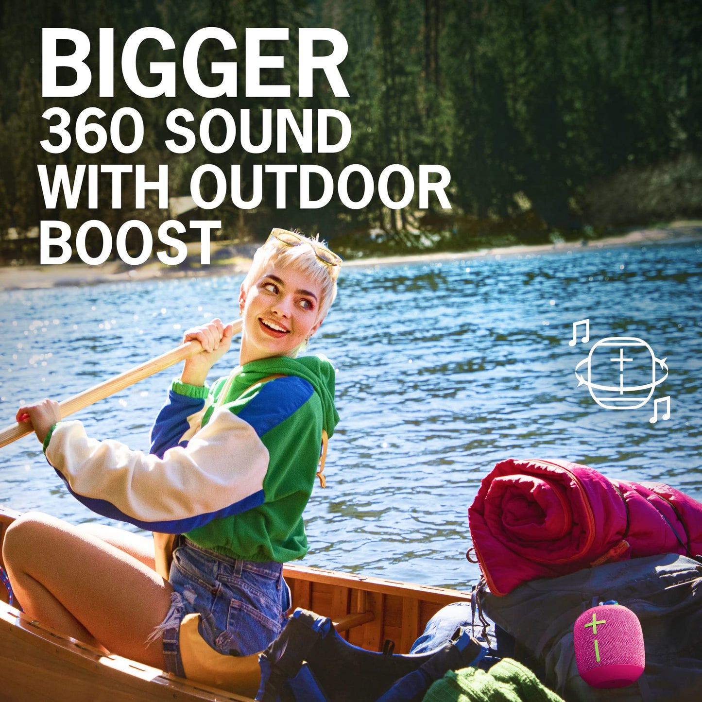 Ultimate Ears WONDERBOOM 3, Small Portable Wireless Bluetooth Speaker, Big Bass 360-Degree Sound for Outdoors, Waterproof, Dustproof IP67, Floatable