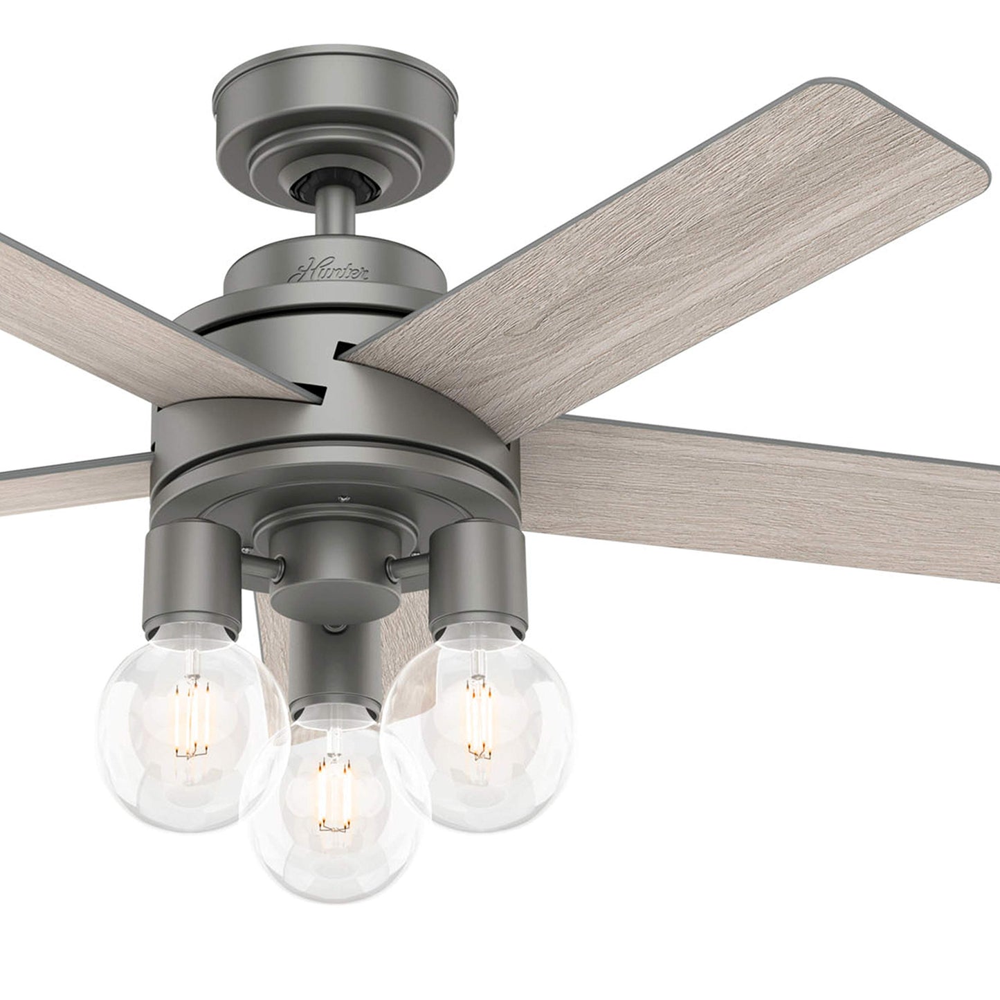 Hunter Fan 44 inch Contemporary Matte Silver Indoor Ceiling Fan with Light Kit and Remote Control (Renewed)