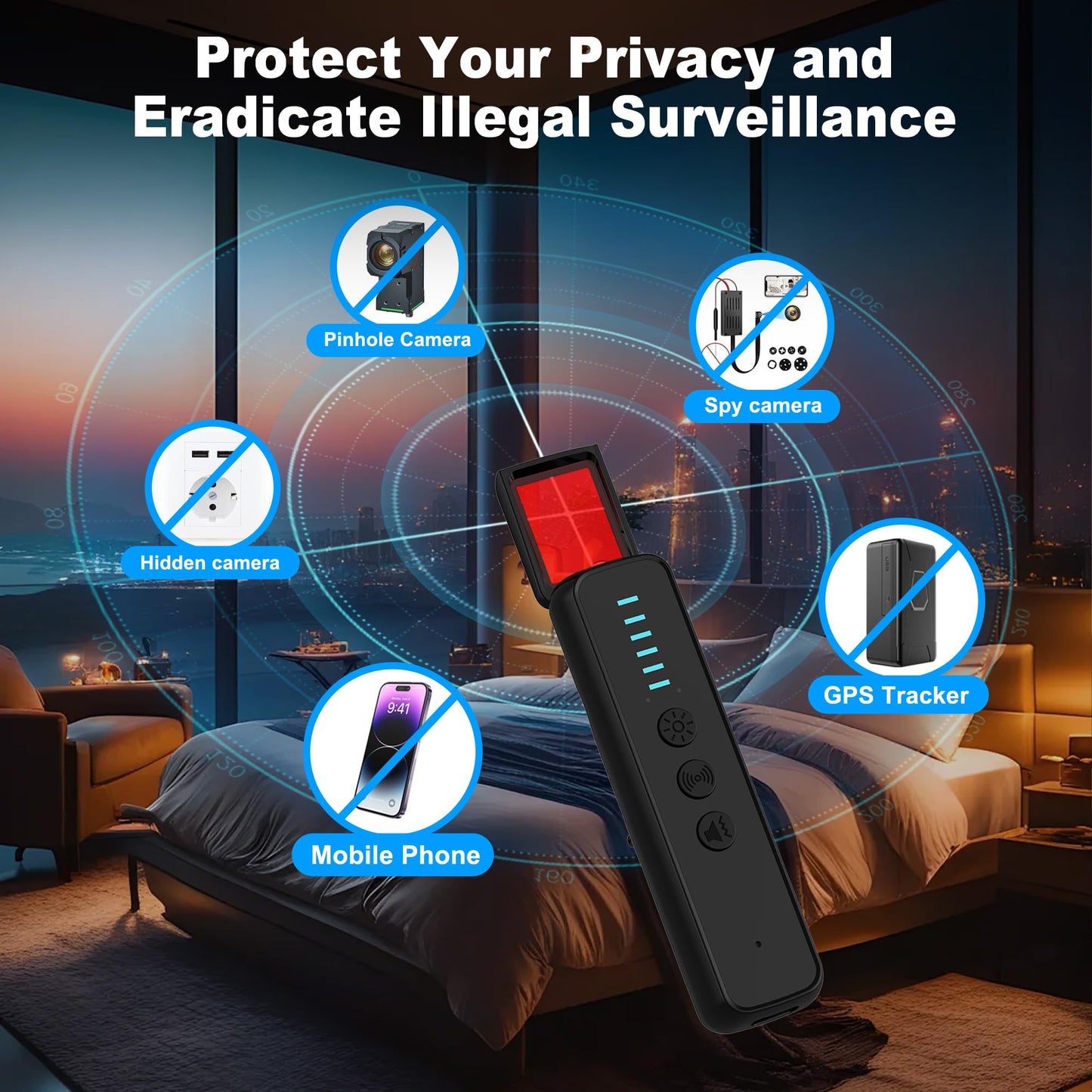 ZHENHAN Premium Hidden Camera & GPS Tracker Detector - RF Signal Spy Camera Finder with 25H Long Battery Life, Anti-Spy Surveillance, Compact