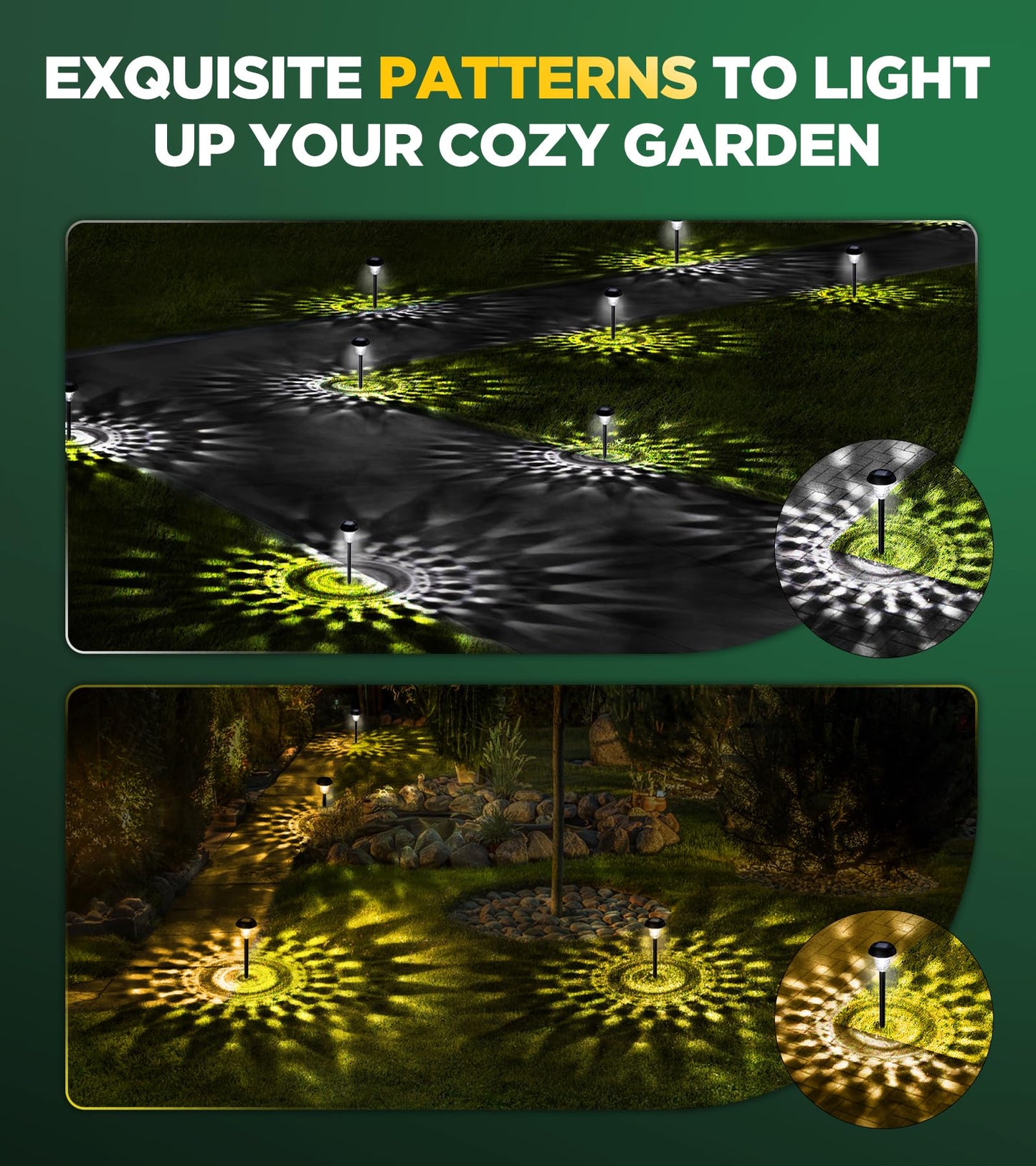 10 Pack Ultra Bright Solar Lights Outdoor Waterproof, from Dusk to Dawn Up to 12H Outdoor Solar Lights, Auto On/Off Solar Powered Garden Pathway