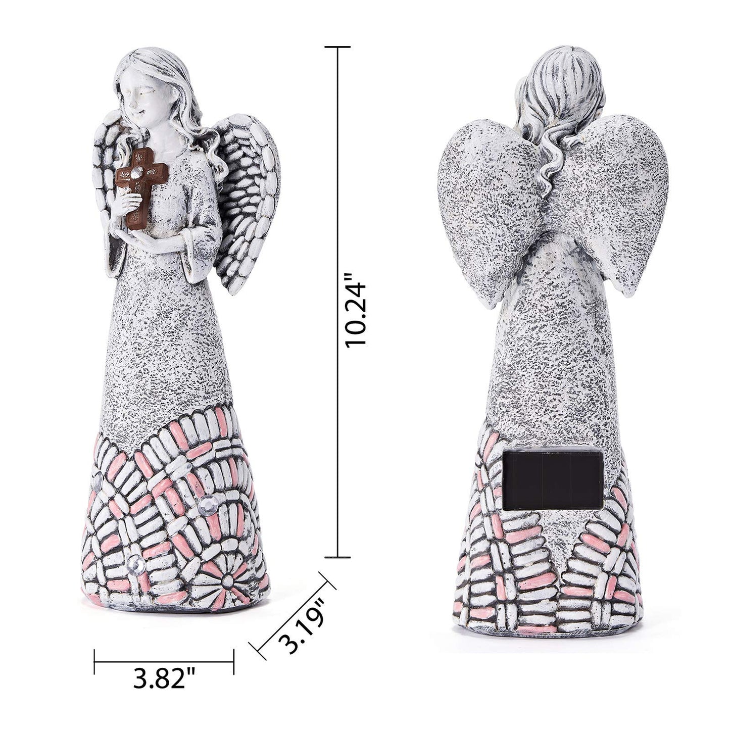 Yiosax Angel Garden Statues Outdoor Solar Decor Gifts for Women Cross Praying for Cemetery Backyard Lawn Yard Decoration?10.24inch?