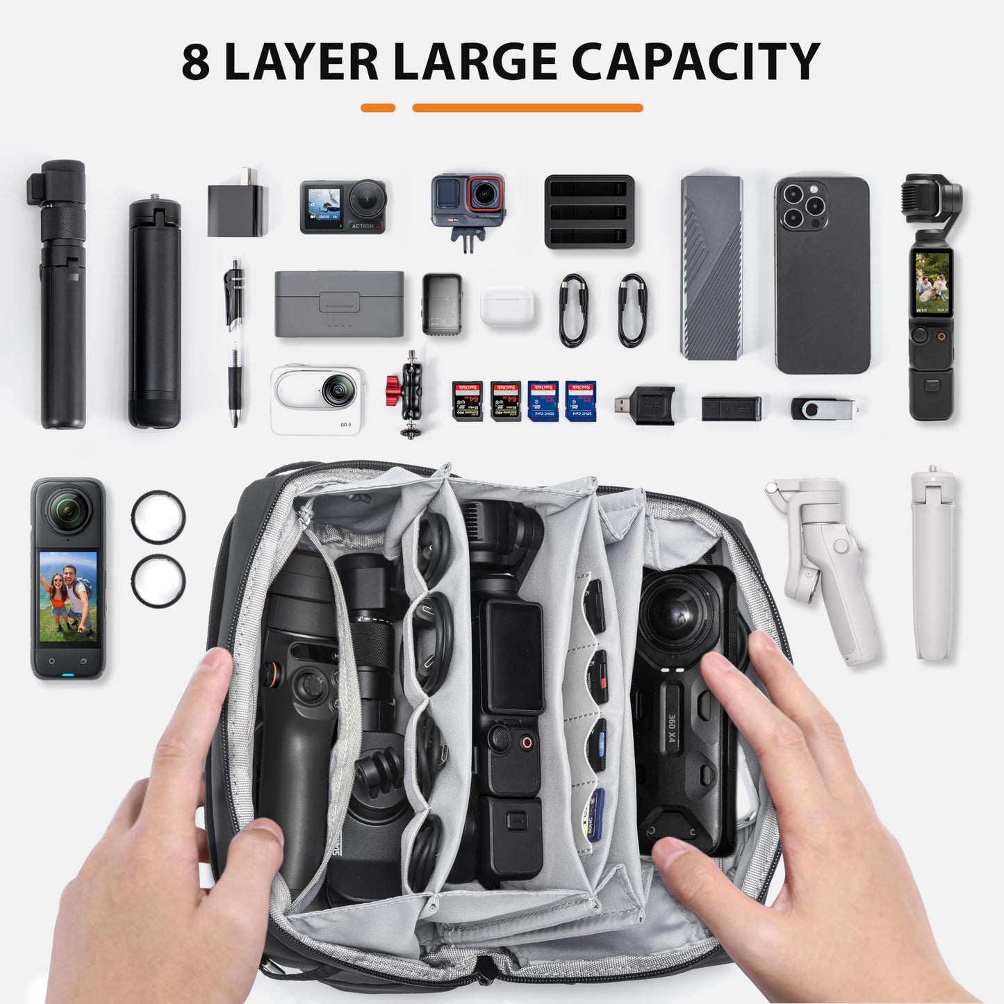 Tomat Osmo Pocket 3 Carry Bag for DJI Osmo Pocket 3/ Osmo Mobile 7P /SEAccessories, Portable Travel Large Case Waterproof Multilayer All in One
