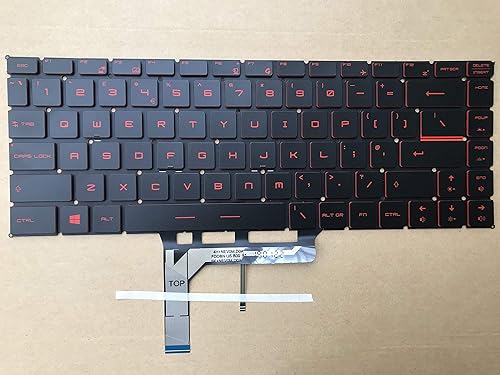 Original New for MSI GF65 Thin 10UE-047 15.6" Gaming Laptop Keyboard US with Backlit Red Letters