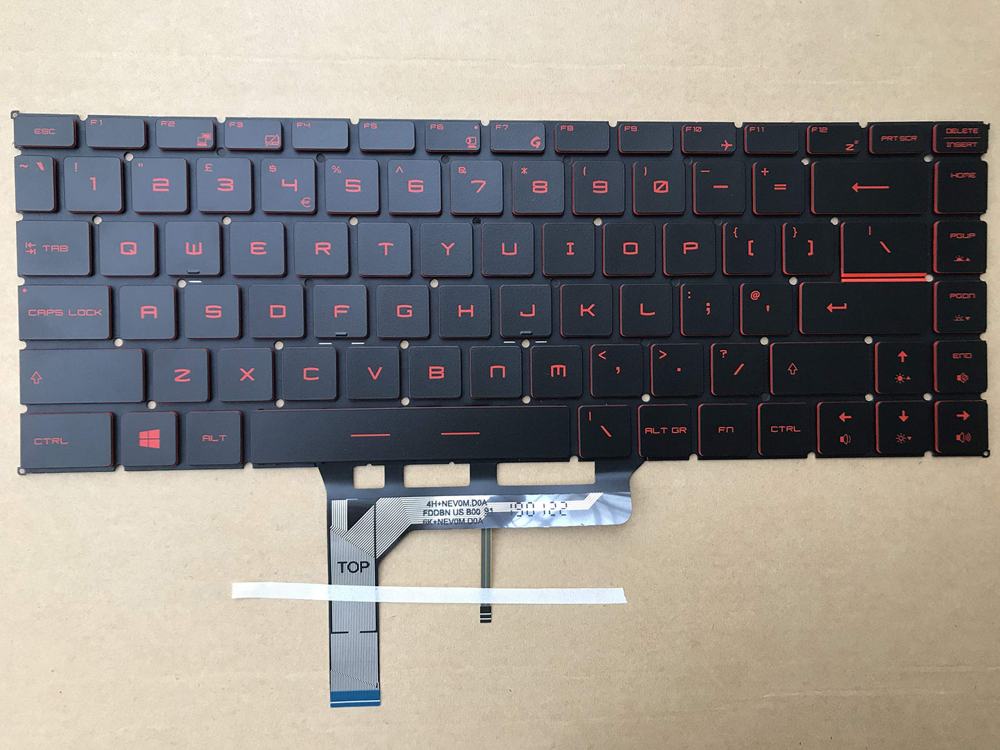 Original New for MSI GF65 Thin 10UE-047 15.6" Gaming Laptop Keyboard US with Backlit Red Letters