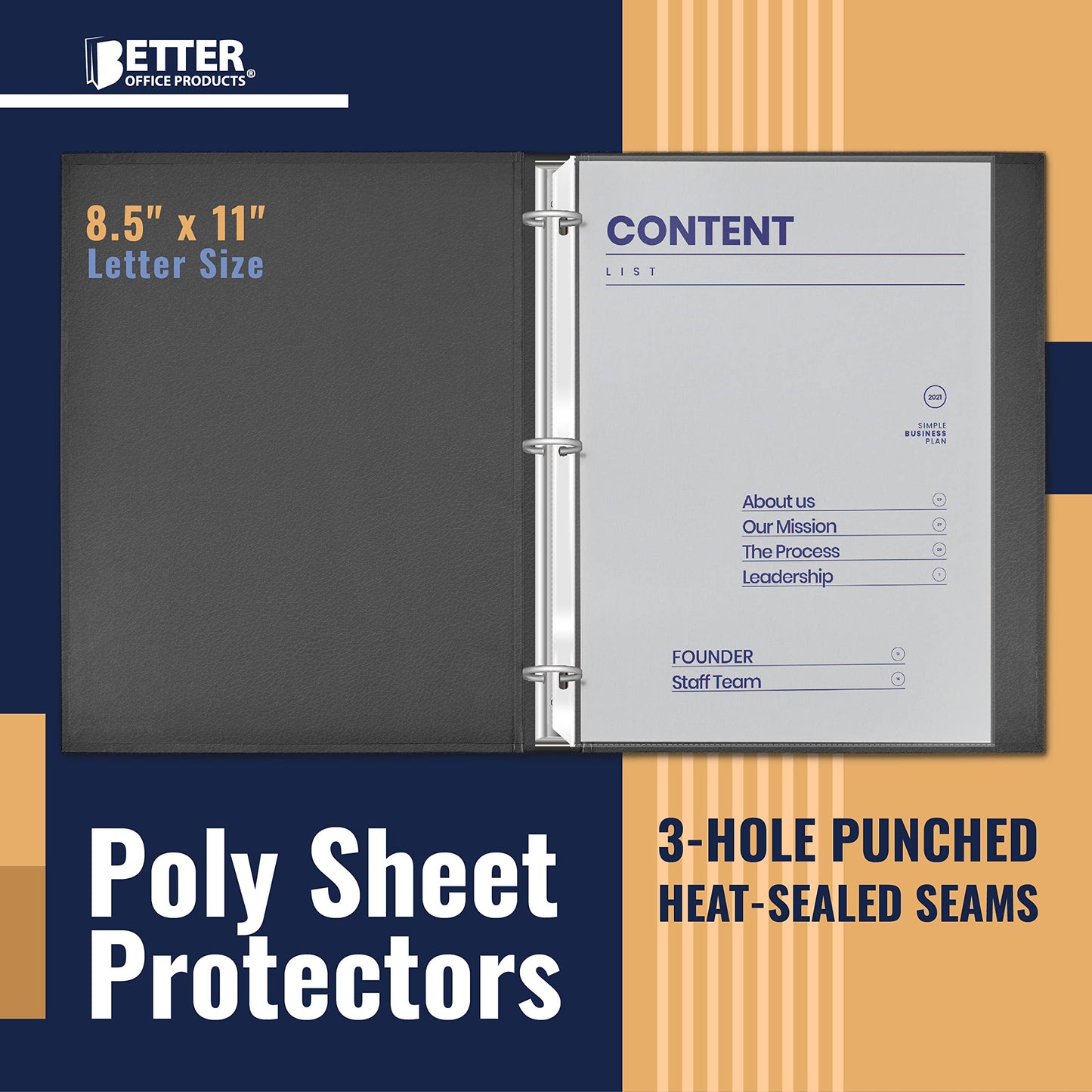 Better Office Products 90 Count Sheet Protectors, 100 Percent Poly Sheet Protectors 8.5 x 11, Top Loading Paper Protectors