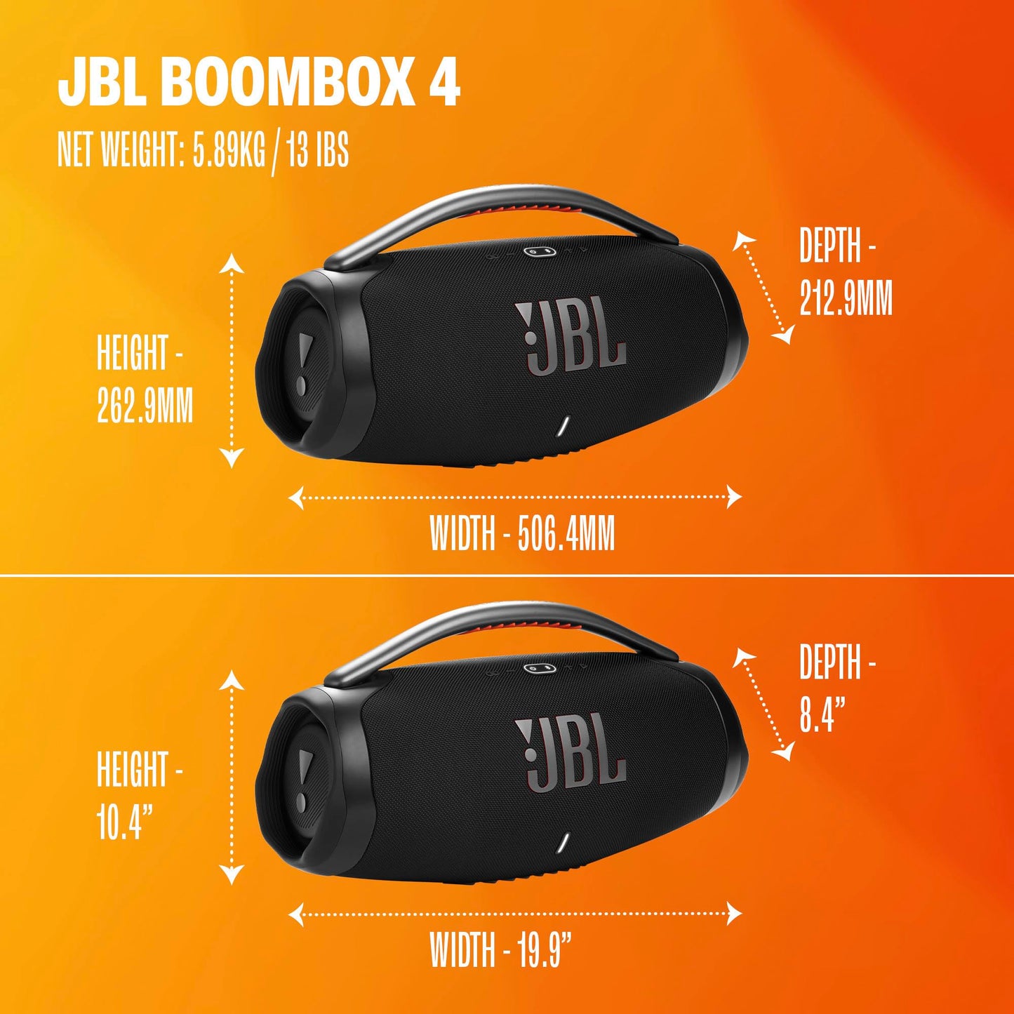 JBL Boombox 4 - Most Powerful Portable Waterproof Speaker with Massive Pro Sound, Up to 34 Hours of Playtime, & Multi-Speaker Connection by Auracast™