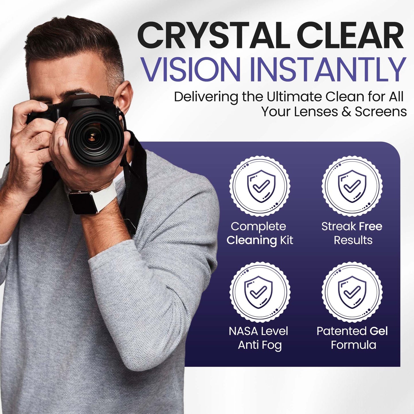 ULTRAVUE’s Ultimate Camera Lens Cleaning Kit -Camera Lens Cleaner, Lens Pen, Fog Stopper, and Microfiber Cloths - Camera Cleaning Kit - Lens Blower
