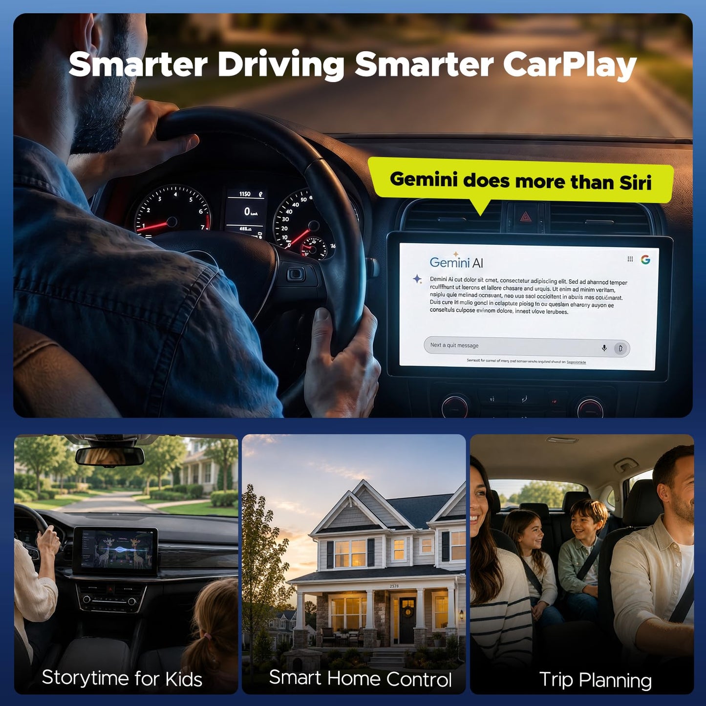 LAMTTO Wireless CarPlay Adapter with Gemini AI, 4GB+32GB Magic Box with Full Google Play Access-Download Streaming Apps, Games, Support Android Auto
