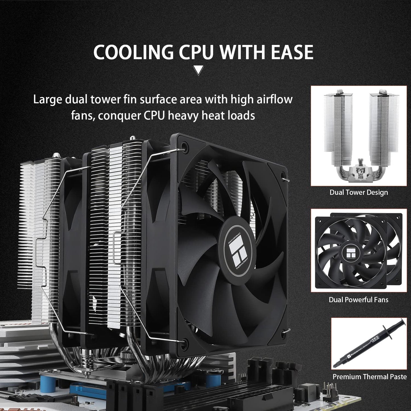 Thermalright PS120SE CPU Air Cooler, 7 Heat Pipes CPU Cooler,Dual 120mm TL-C12B V2 PWM Fan, AGHP 4.0 Technology, S-FDB Bearing, for AMD AM4 AM5/Intel