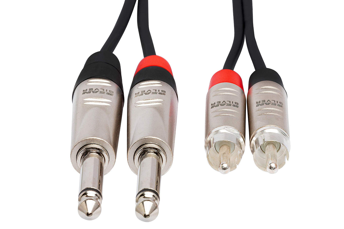 Hosa HPR-020X2 Pro Stereo Interconnect Cable - Dual REAN 1/4-inch TS Male to RCA Male - 20 foot