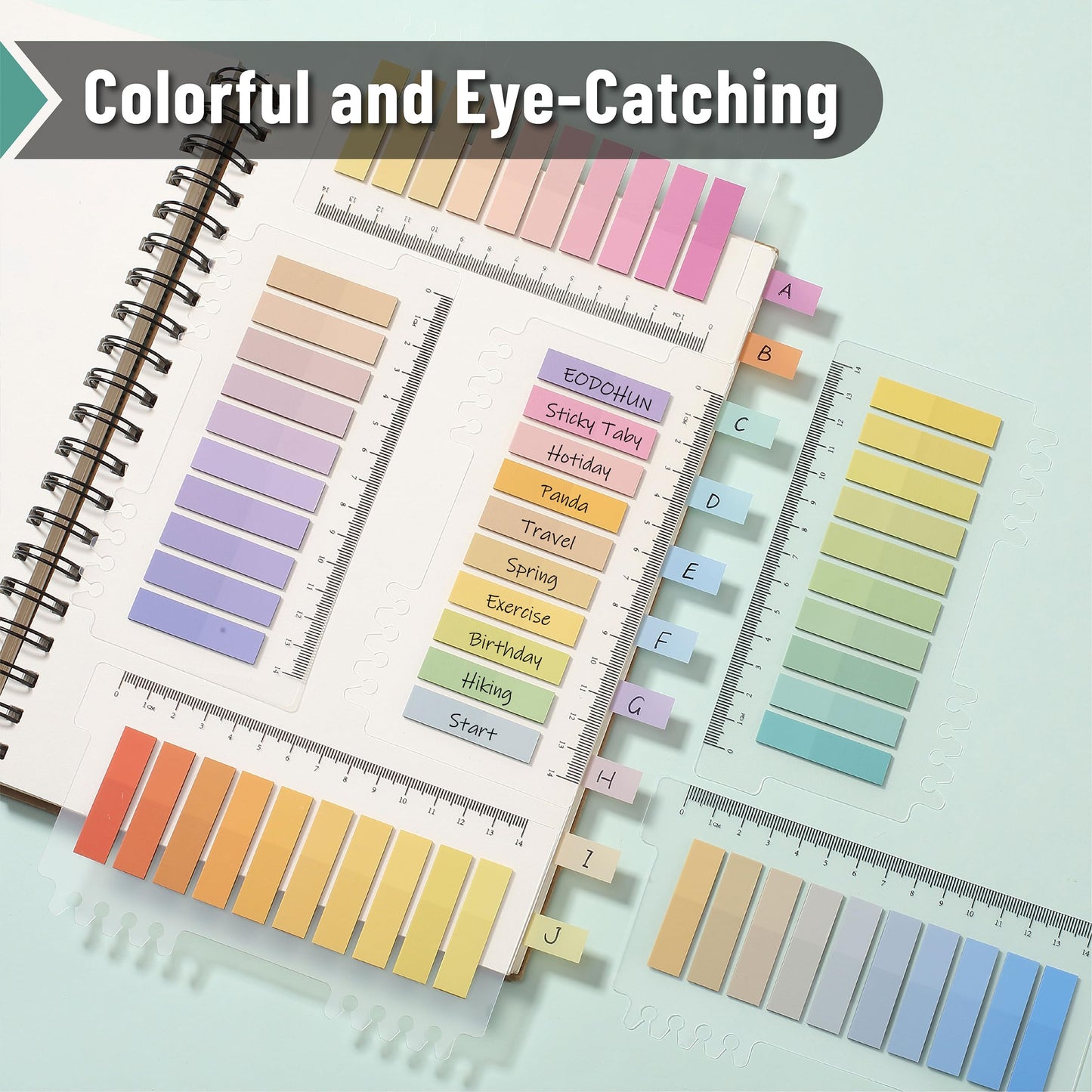 Mr. Pen- Colorful Sticky Tabs, 16 Sets, 3200 pcs, Translucent Page Markers