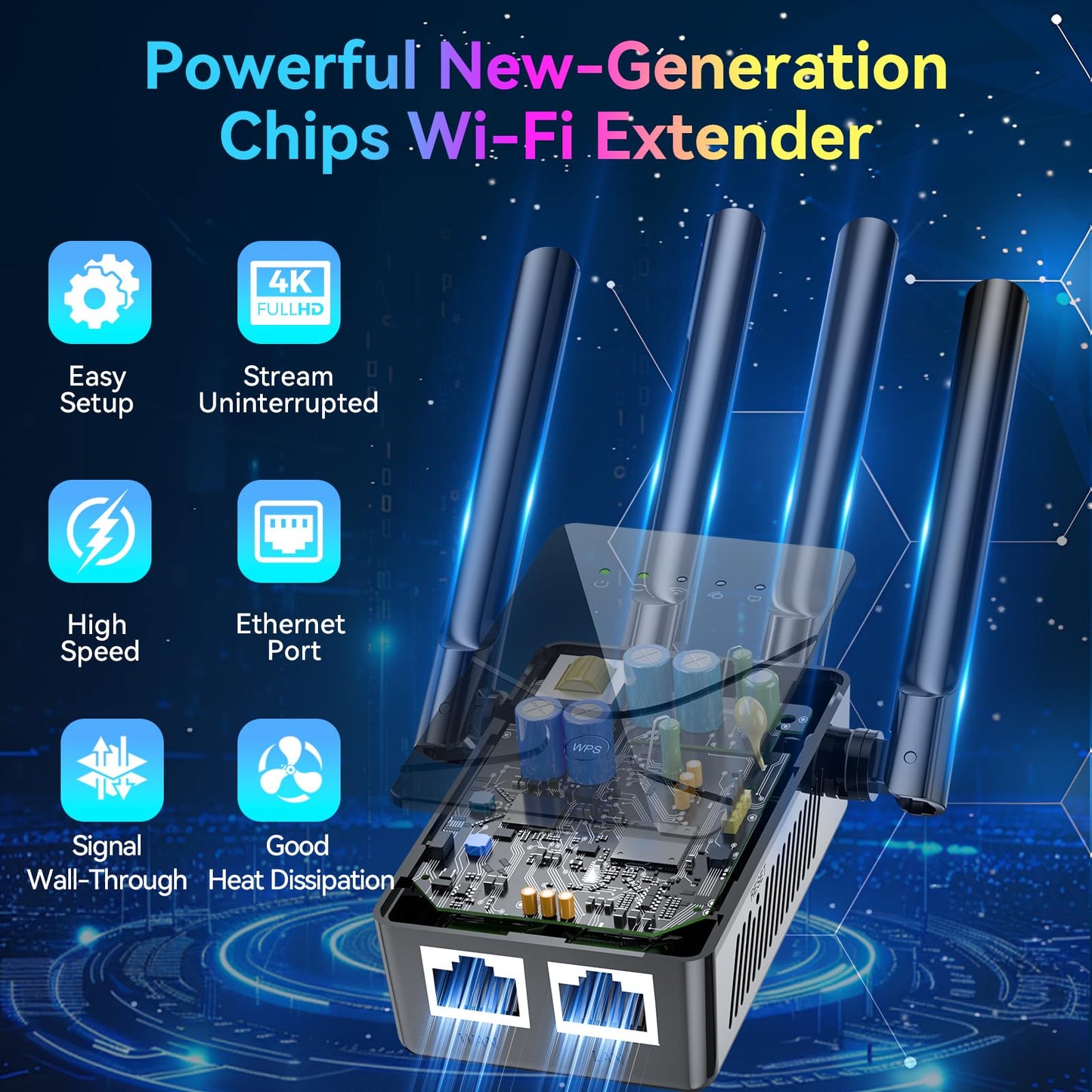 2026 WiFi Extender Signal Booster for Home - Up to 15555 sq.ft Internet Repeater Long Range Covers Up to 68+ Devices, WiFi Booster and Signal