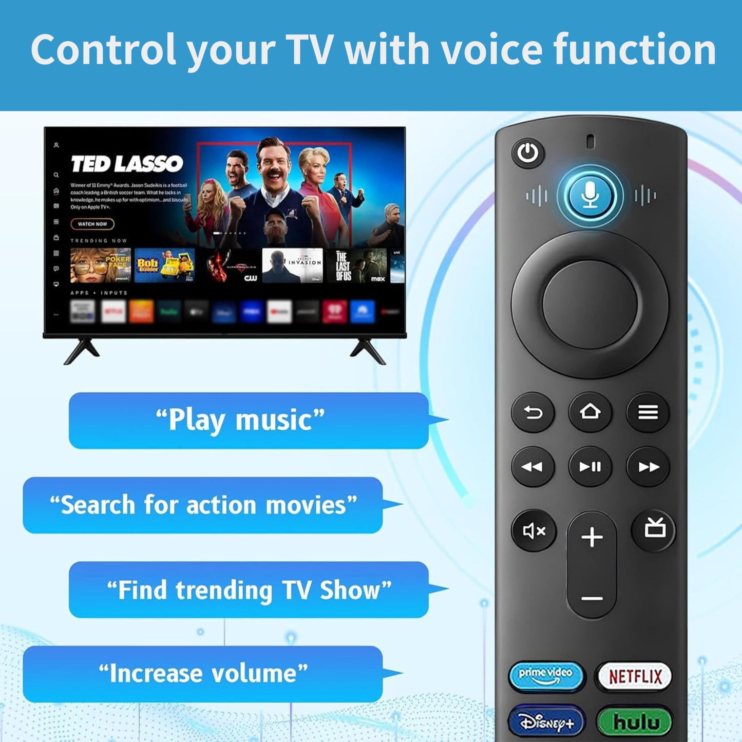 Voice Remote for Fire Series, TV Stick (HD, 4K, 4K Max, Lite), TV Cube and Omni, Insignia, Toshiba, Smart TVs, with Voice Control