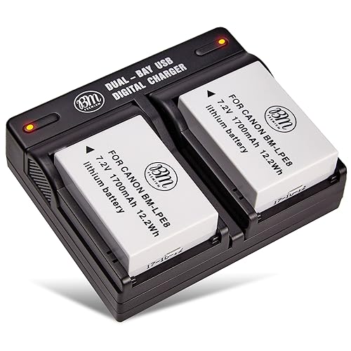 BM Premium 2-Pack LP-E8 Batteries and Dual Battery Charger Kit for Canon EOS Rebel T2i, T3i, T4i, T5i, EOS 550D, 600D, 650D, 700D DSLR Digital Camera