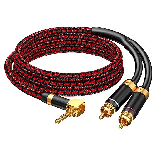 Primeda 3.5mm to 2 RCA Audiophile Audio Cable Stereo Braided Gold Plated Oxgen-Free Copper Core for Smartphones Tablets Speakers Home Theater (Right