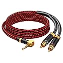 Primeda 3.5mm to 2 RCA Audiophile Audio Cable Stereo Braided Gold Plated Oxgen-Free Copper Core for Smartphones Tablets Speakers Home Theater (Right
