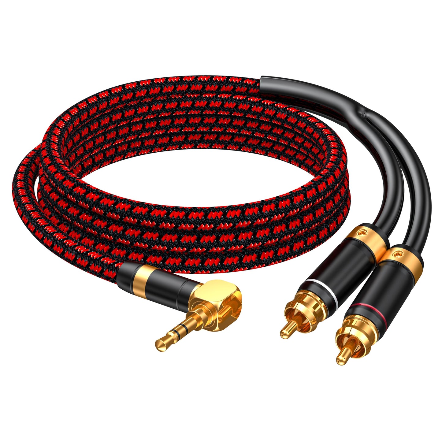 Primeda 3.5mm to 2 RCA Audiophile Audio Cable Stereo Braided Gold Plated Oxgen-Free Copper Core for Smartphones Tablets Speakers Home Theater (Right