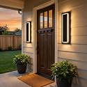 Picico 12" Modern Outdoor Wall Light, 4.33" Wide Covers Junction Box Dimmable Modern Outdoor Lights 3000K-6000K, IP65 Waterproof Black Long LED